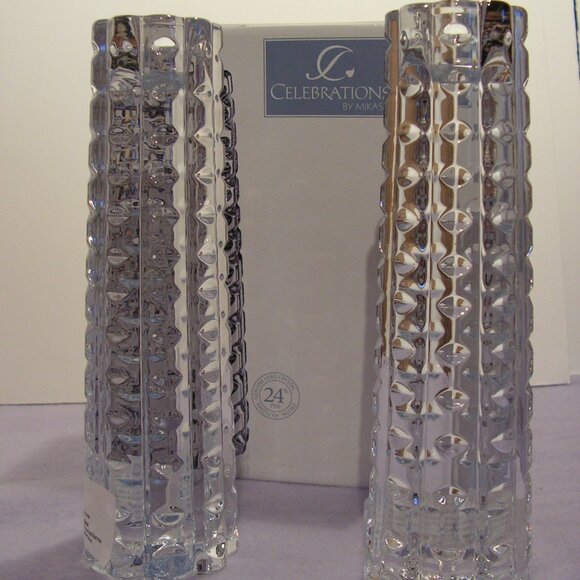 Celebrations by Mikasa Facets Collection set of 2 7” candleholders 24% lead - Picture 4 of 5
